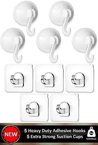 Extra Large Bath Toy Holder with 5 Suction Cups and Hooks