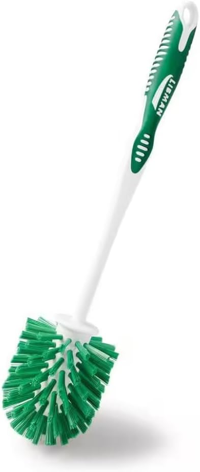 GDUFAMIU Toilet Brush and Holder White Green 2-Pack Made in USA