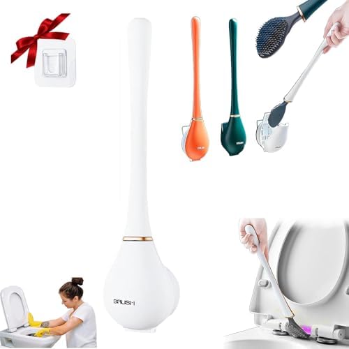 Modern Flexible Silicone Toilet Brush and Holder Set White