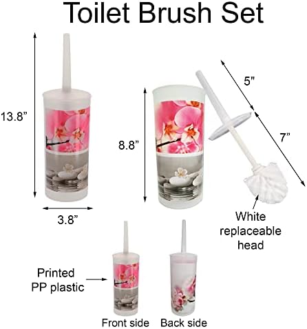 Orchid Print Toilet Brush with Holder Set