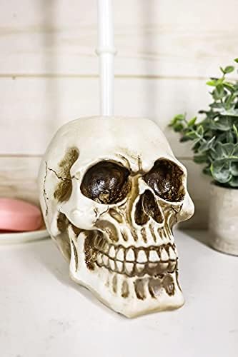 Ebros Gift Ossuary Skull Toilet Brush Set 1