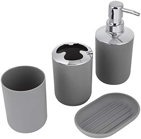 4 Piece Bathroom Accessory Set in Grey 1