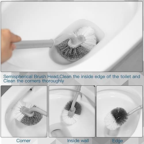 WOBEVB 2Pcs Curved Toilet Bowl Brush with Hooks Green