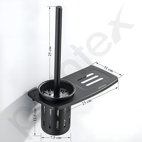 Plantex 2in1 Toilet Brush Holder with Shelf - Black Wall Mount 1