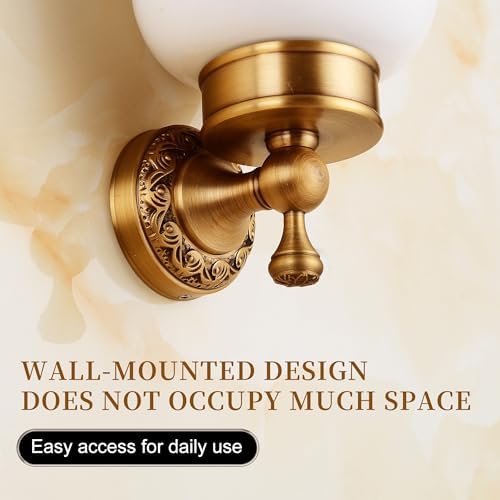 MOGFCT Wall Mounted Toilet Brush Holder Set in Antique Brass