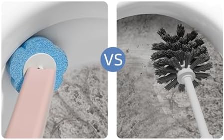 Disposable Toilet Brush Holder Set with Refills Pink