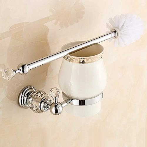 LUDSUY Modern Clear Crystal Toilet Brush Holder Set