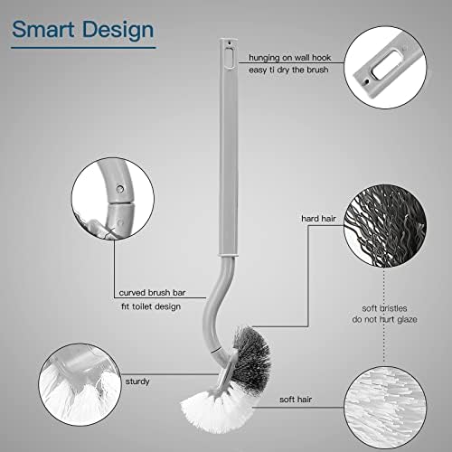 WOBEVB 2Pcs Curved Toilet Bowl Brush with Hooks Green