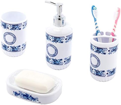 Basicwise 4 Piece Bathroom Accessory Set - White