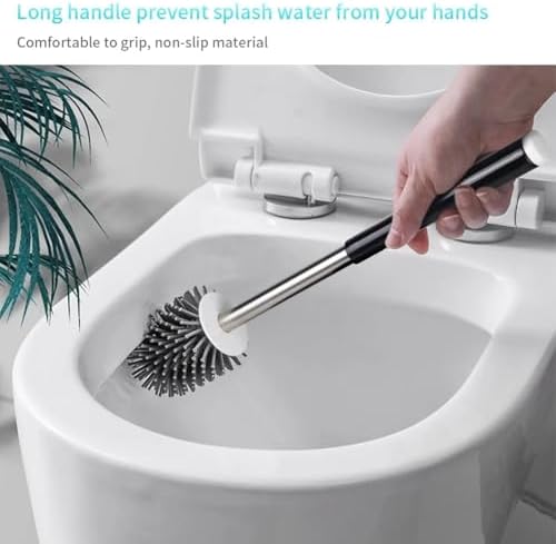 Efficient Toilet Brush and Holder Set with Tweezers