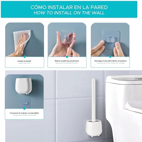 WELL HOME Toilet Brush and Holder White 360 Deep Cleaning