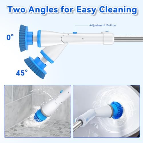 SIMWAL Electric Spin Scrubber with 7 Brush Heads and Extension Handle