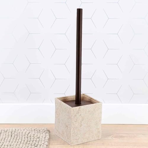 Natural Stone Effect Square Toilet Brush Set