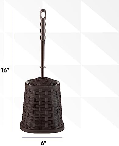 Superio Bathroom Trash Can and Toilet Brush Set 15 Gallon Brown
