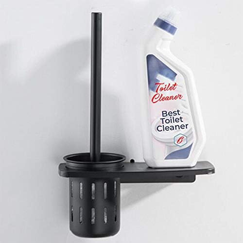 Plantex 2in1 Toilet Brush Holder with Shelf - Black Wall Mount 1