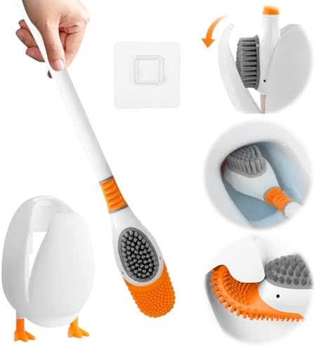 Diving Duck Toilet Brush with Wall Holder Silicone and TPR Design