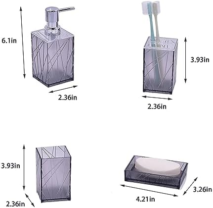 Kakasi 4 Piece Gray Bathroom Accessory Set