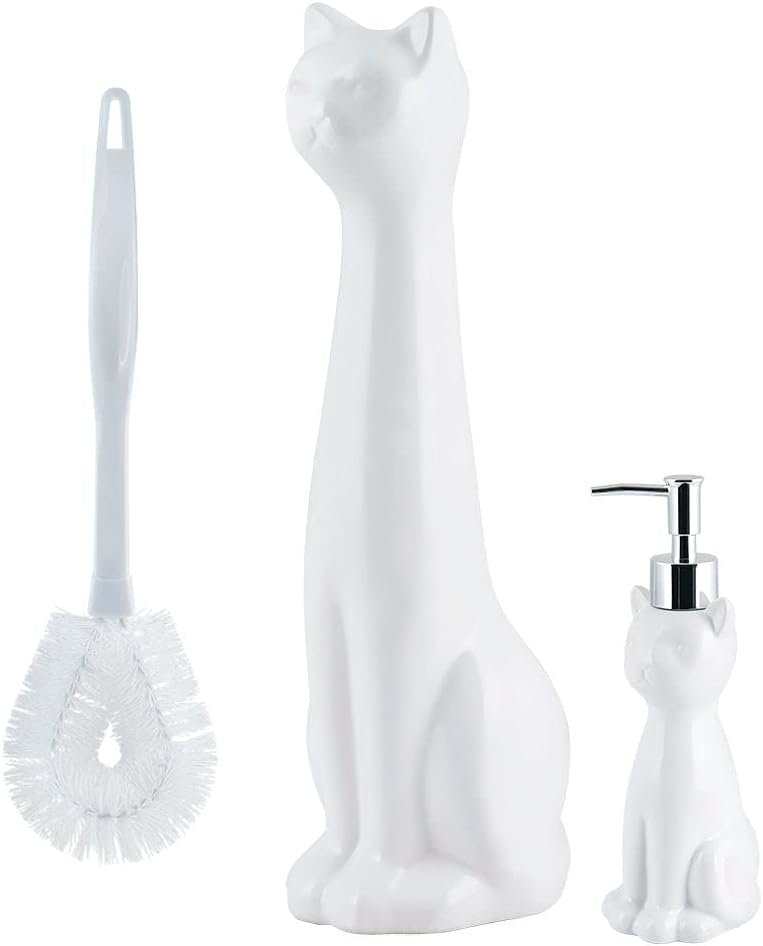 Allure Home Creation Cat Toilet Brush Holder 3-Piece Set