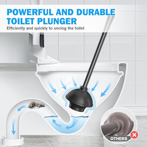 Trenti 2 Pack Toilet Plunger and Brush Set with Holder