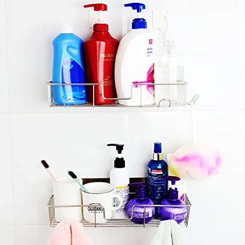 Casaphoria Shower Caddy 2 Pack - Adhesive Hooks Rustproof Stainless Steel