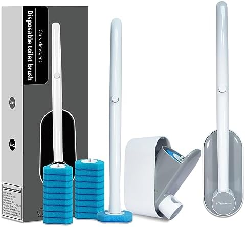 2Pack Toilet Brush and Holder with 16 Refills and Scrubbing Solution