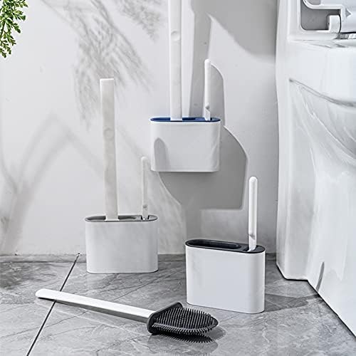 Durable Silicone Toilet Brush with Holder Light Grey