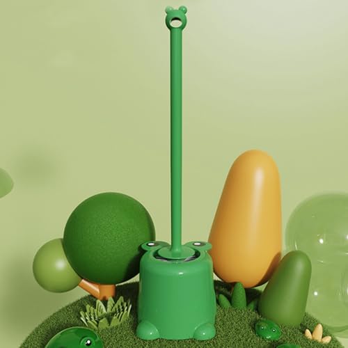 Frog Toilet Bowl Brush and Holder Set Green
