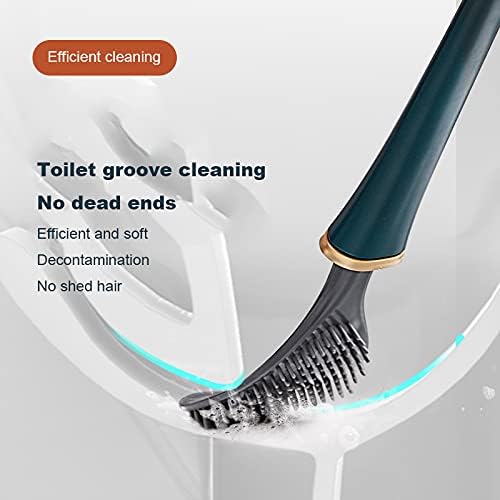 QIEUUOD Luxury Green Silicone Toilet Brush Set