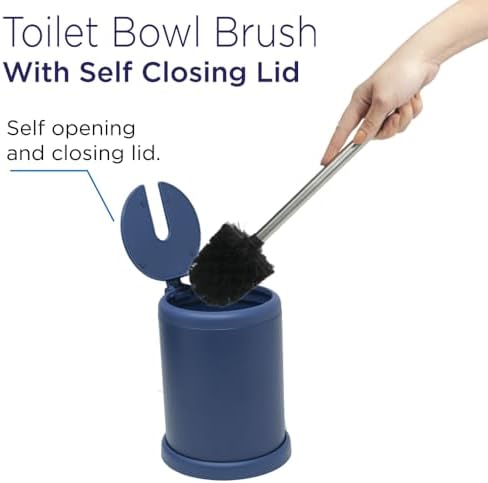 Toilet Bowl Cleaning Brush with Self-Closing Lid and Stainless-Steel Holder