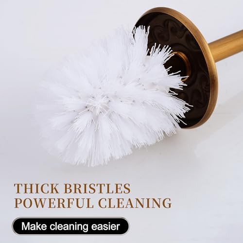 MOGFCT Wall Mounted Toilet Brush Holder Set in Antique Brass