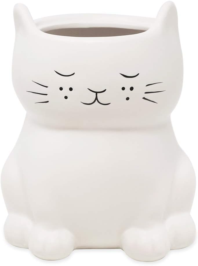 Isaac Jacobs Ceramic Cat Toilet Brush Holder with Chrome Handle