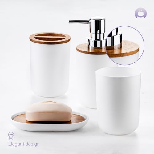 Ofelia Fields Bamboo Bathroom Accessories Set 4 Pieces 1