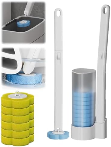 2025 Disposable Toilet Brush Set with 6 Heads and Non-Skid Handle