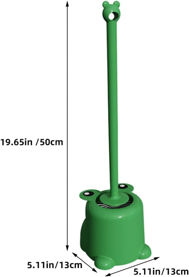Frog Toilet Bowl Brush and Holder Set Green