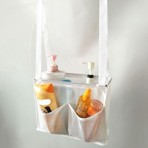 Portable Hanging Mesh Bag with 2 Hooks and 4 Pockets 1