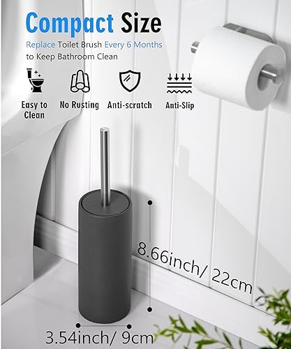 Viosuniu Matt Gray Ceramic Toilet Brush Set
