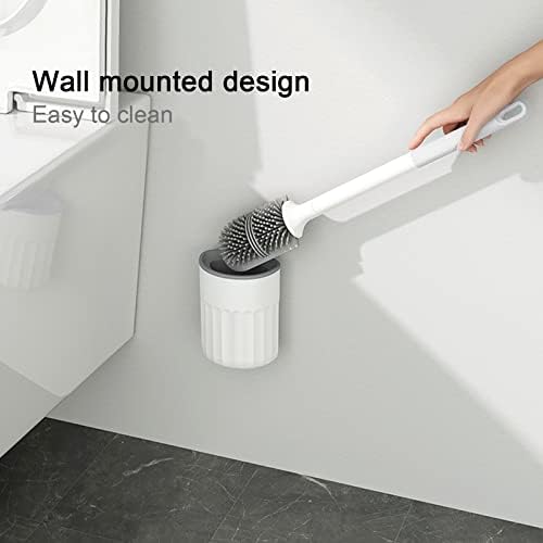 Silicone Toilet Bowl Brush with Holder Set Gray