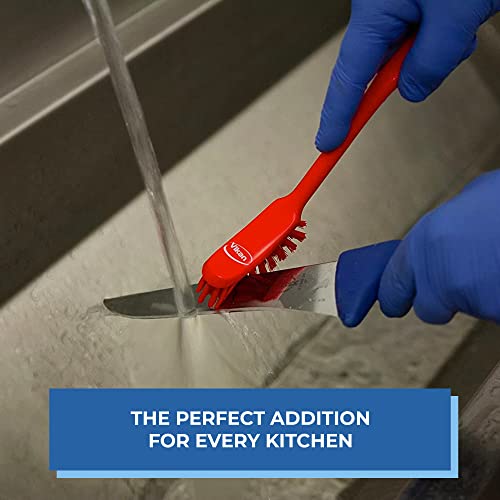 Vikan Fine Dish Brush - 11 Inch Blue Heavy-Duty Narrow