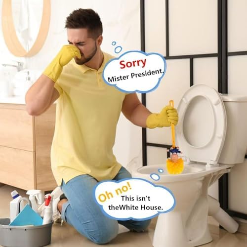 Trump Toilet Brush Set with Holder - Funny Novelty Cleaning Tool