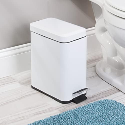 mDesign Toilet Brush and Trash Can Set - White