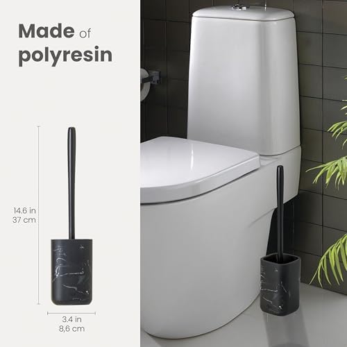 Vigar Zense Toilet Brush and Holder Set Black Marble