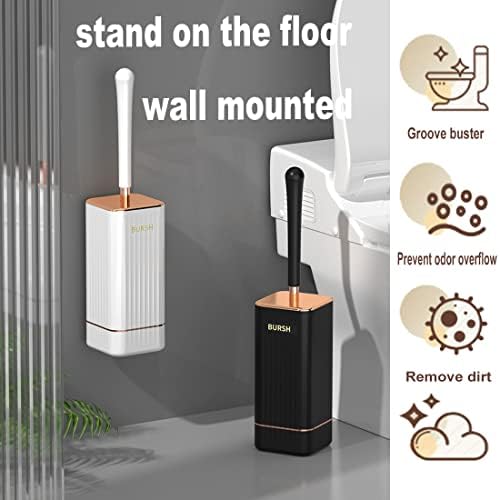 Silicone Toilet Brush with Holder Durable Easy to Clean White