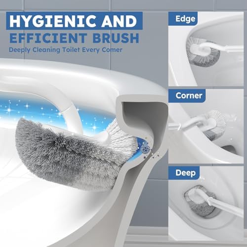 TRENTI Toilet Brush 2-Pack Set with Holder and Extra Long Handle