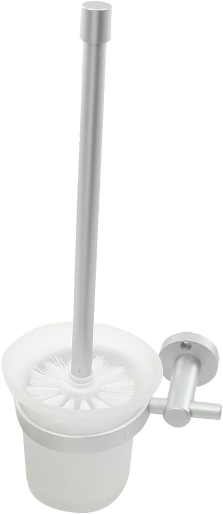 Qtqgoitem Toilet Brush Set with Frosted Glass Cup and Holder