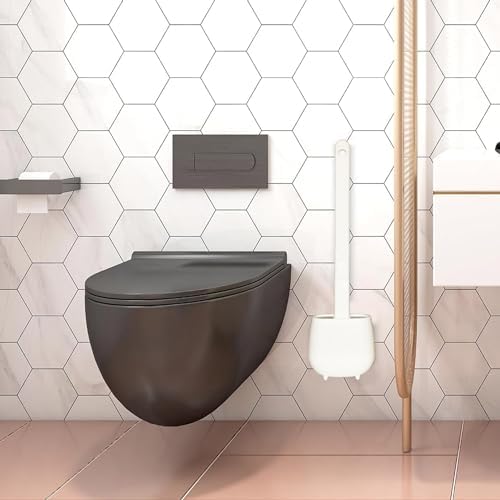 WELL HOME Toilet Brush and Holder White 360 Deep Cleaning
