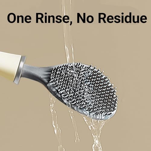 KoKiAxuza Flexible Silicone Toilet Brush with Auto-Closing Holder
