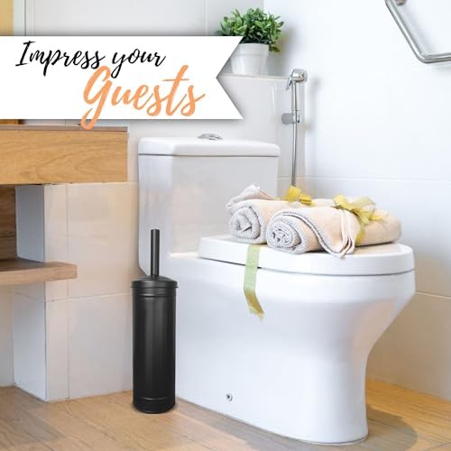 Autumn Alley Black Toilet Brush Holder Set