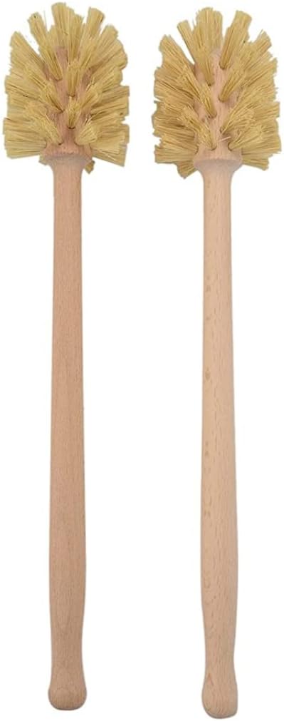 2pcs Beechwood Toilet Brush with Hemp Bristles - Eco-Friendly Durable