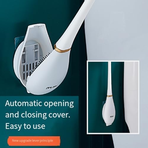 Modern Flexible Toilet Brush with Wall Mount Holder Orange