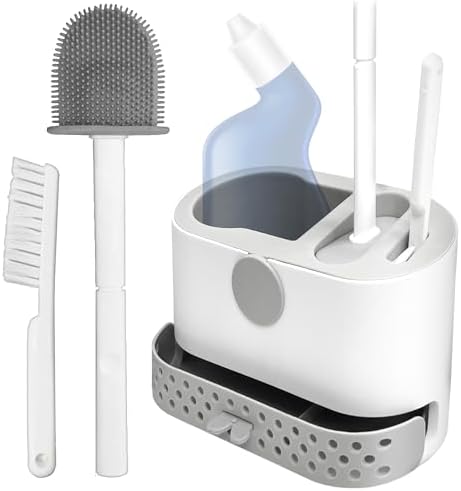 Silicone Toilet Brush Set with Holder and Ventilation Base